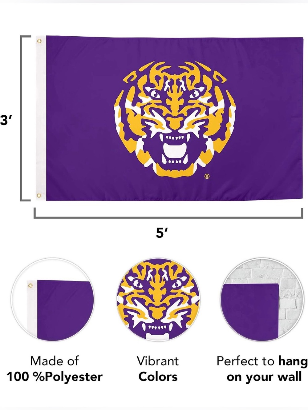 Desert Cactus LSU Louisiana State University Tigers Flag 3x5 Outdoor (#5)